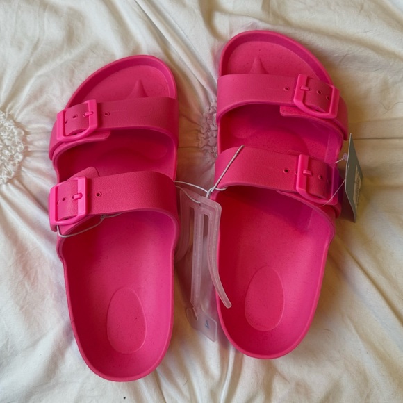 Shade & Shore Shoes - Shade & Shore Hot Pink Double-Buckle Slide Sandals